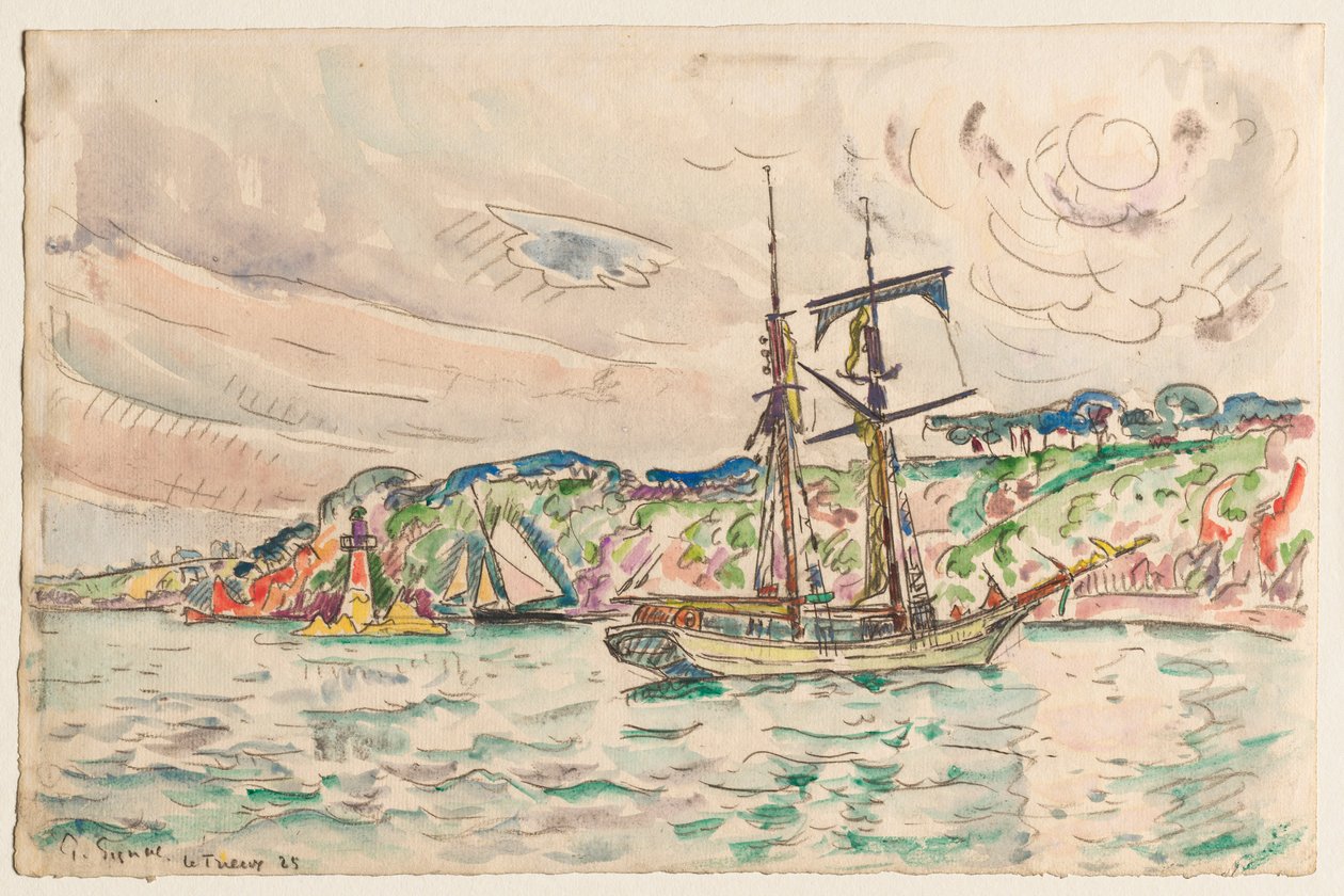 Navios perto do rio Trieux de Paul Signac