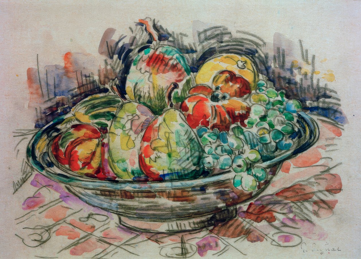 Natureza morta com taça de fruta de Paul Signac