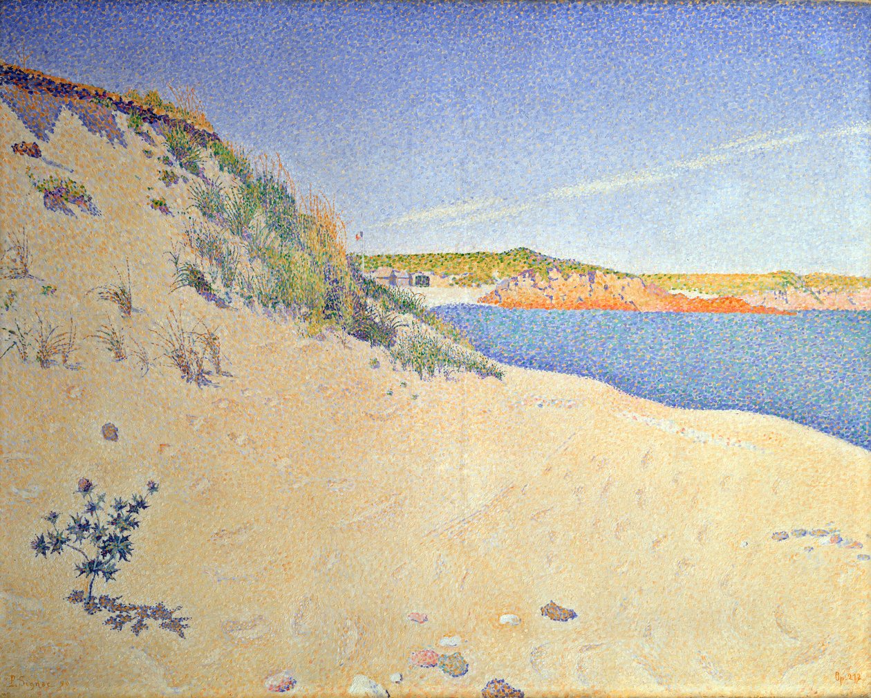 A praia de Saint-Briac. Op. 212 Praia arenosa, 1890. de Paul Signac
