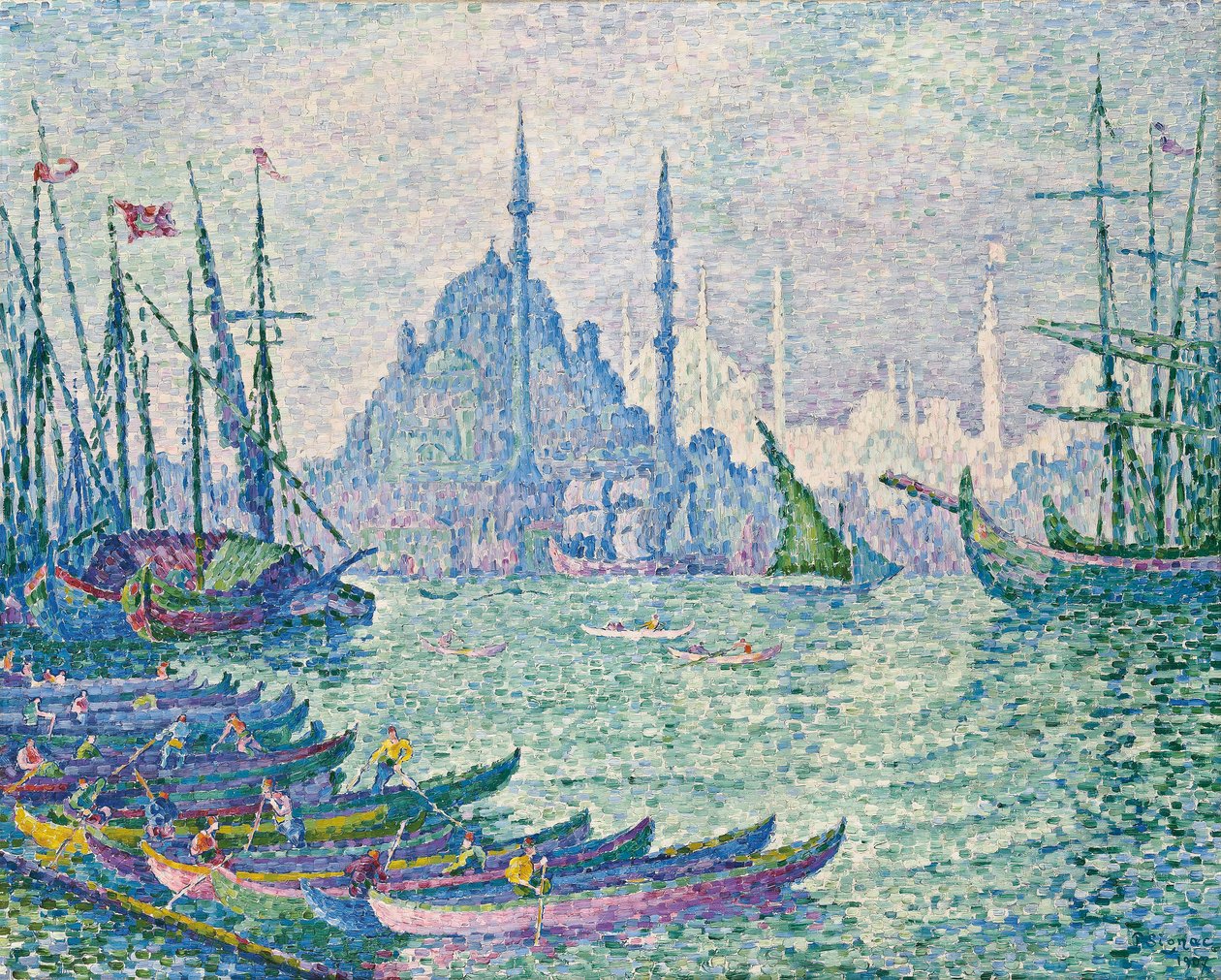 Os Minaretes no Corno de Ouro; La Corne d&39;Or, Les Minarets, 1907 de Paul Signac