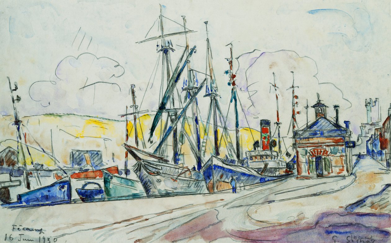 O porto de Fecamp; Le Port a Fecamp, 1930 de Paul Signac