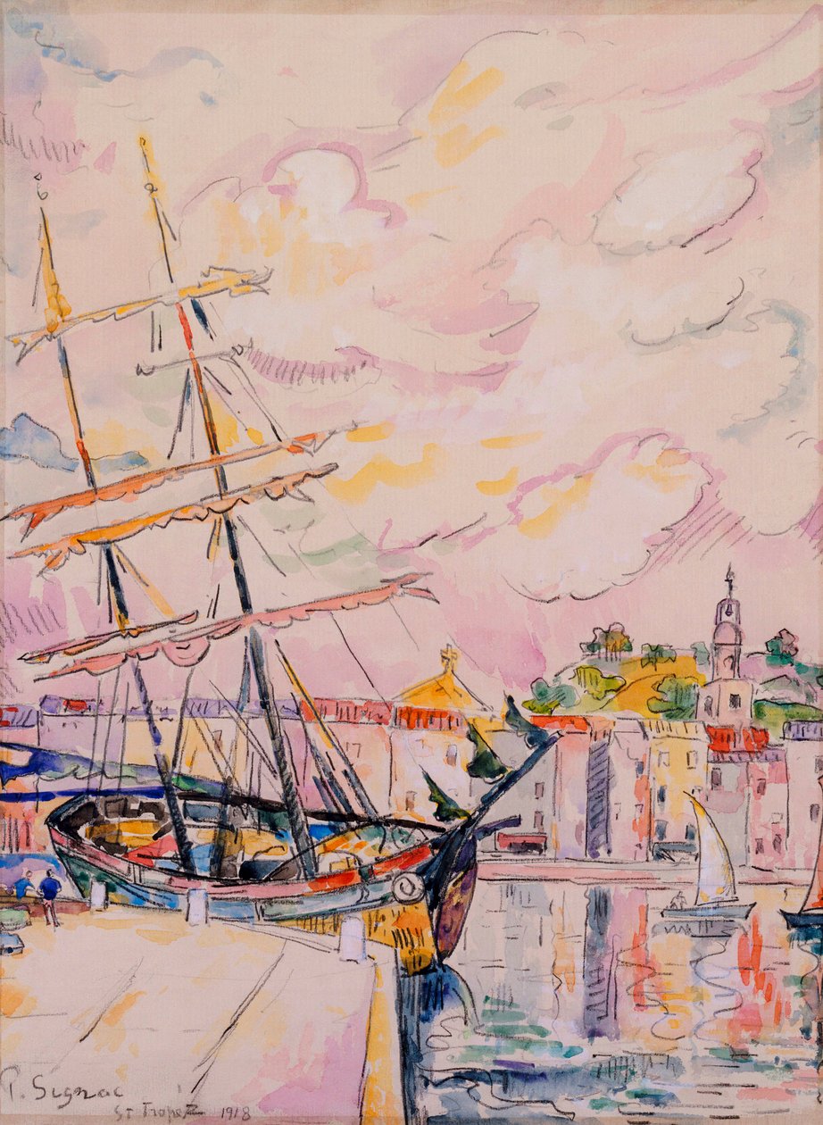 O porto de Saint-Tropez, 1918 de Paul Signac