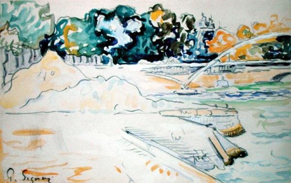 O Sena em Paris (aguarela sobre papel) de Paul Signac