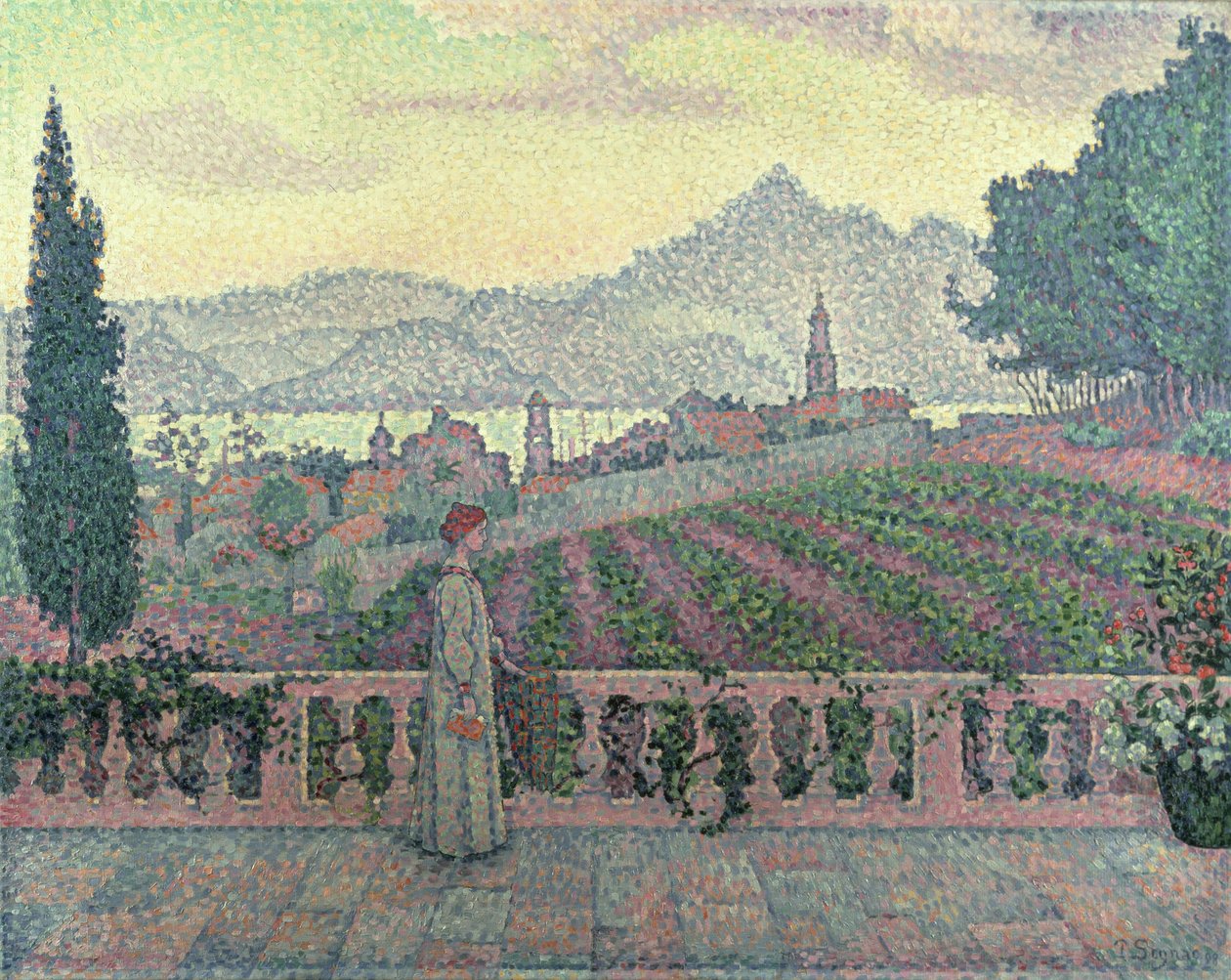 Mulher no terraço, 1898 de Paul Signac