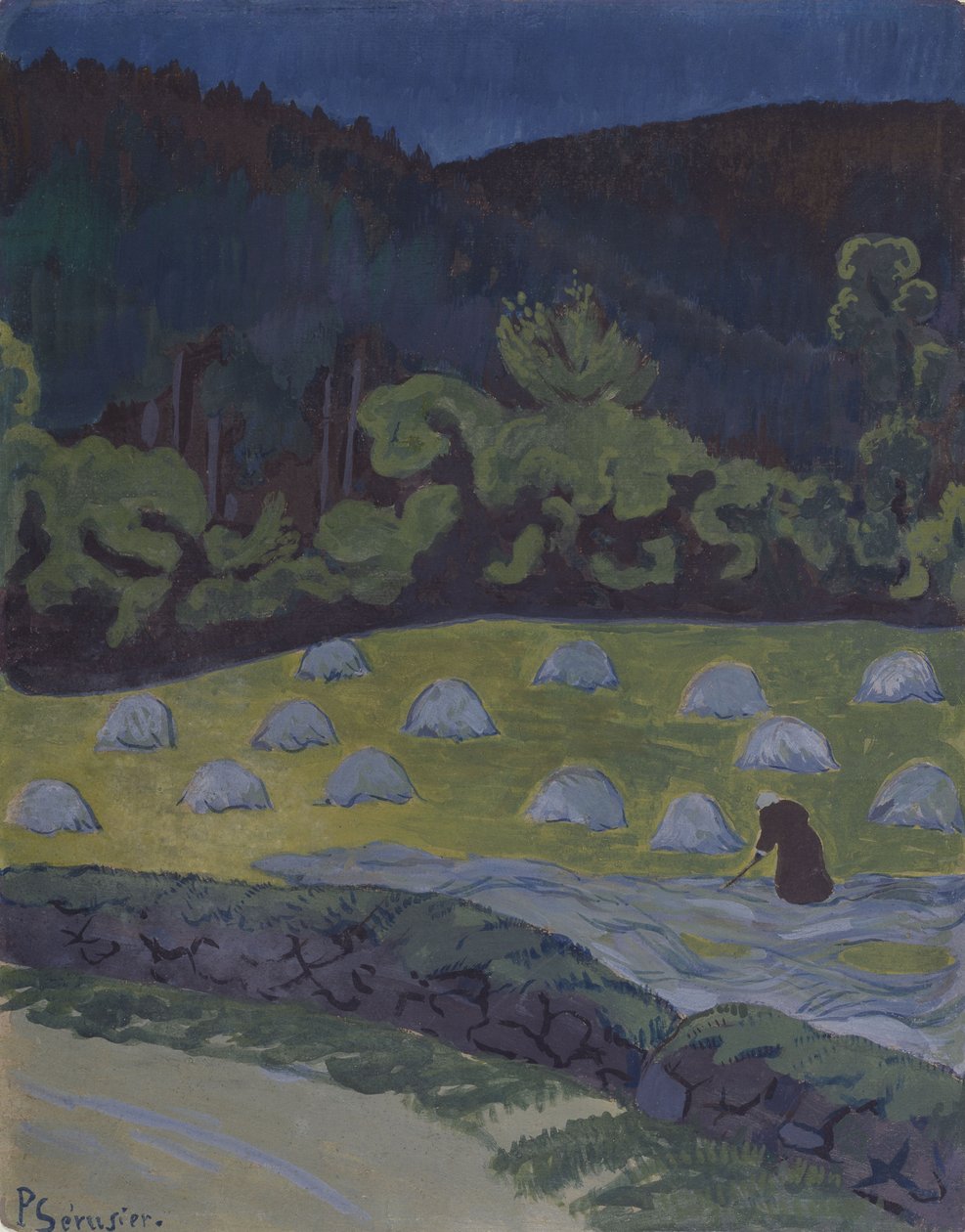 Fenação por luar (aquarela) de Paul Sérusier