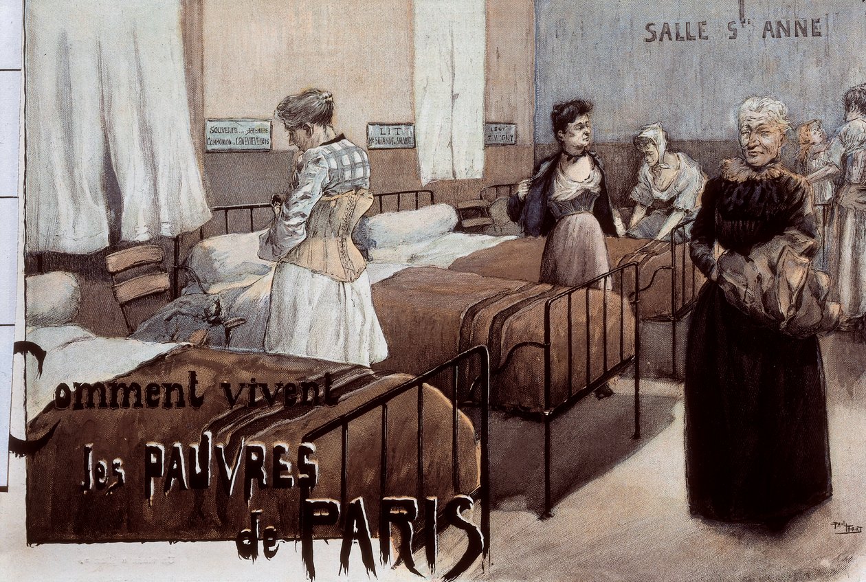 Os pobres de Paris, início do século XX (desenho) de Paul Thiriat