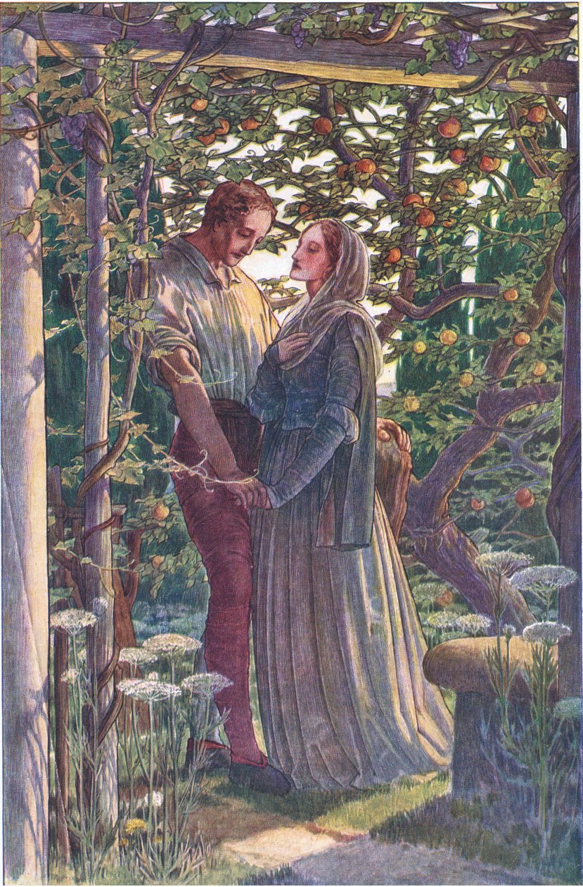 Encontro justo das afeições mais raras, ilustração de The Tempest, 1908 de Paul Vincent Woodroffe