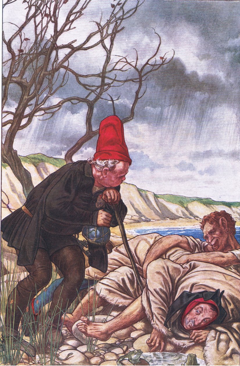 Quatro pernas e duas vozes: Um monstro muito delicado !, ilustração de The Tempest, 1908 de Paul Vincent Woodroffe