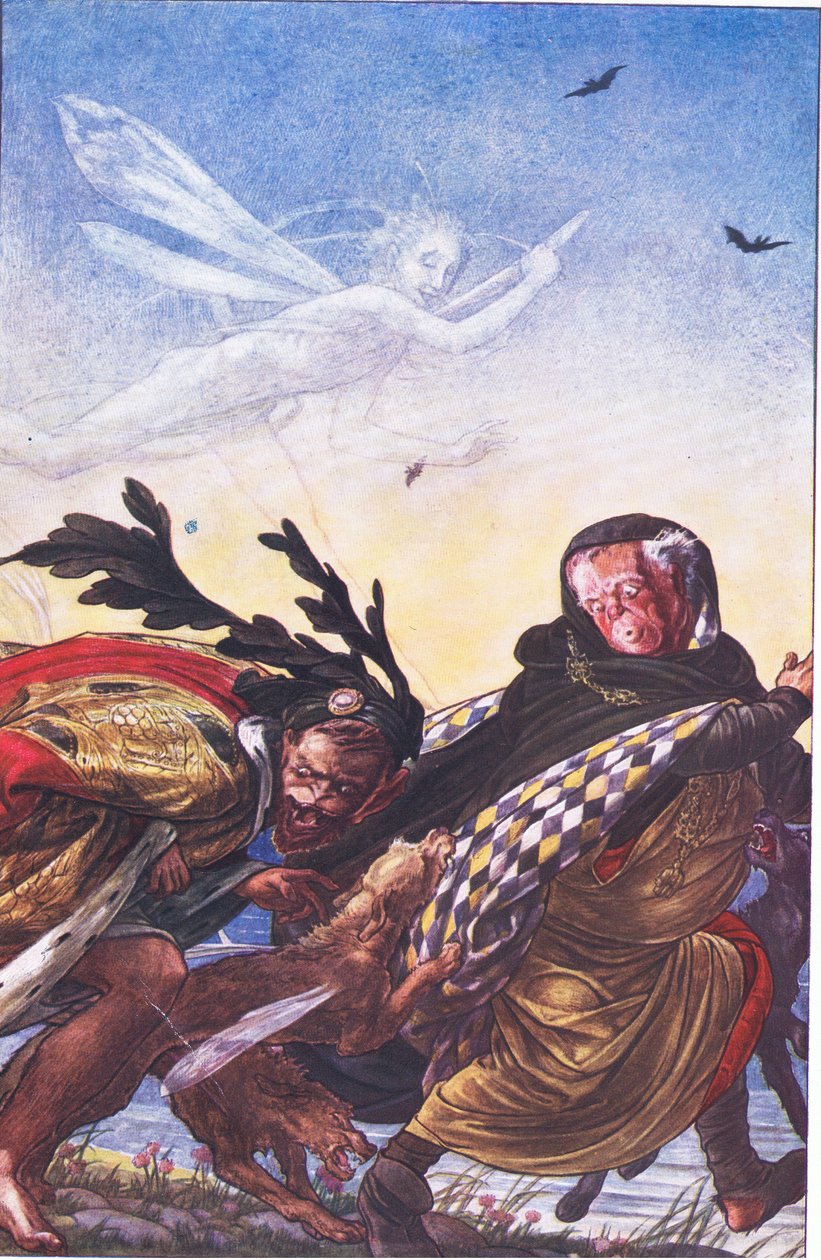 Fúria! Fúria! Lá, tirano, lá Hark! Ouça !, ilustração de The Tempest, 1908 de Paul Vincent Woodroffe