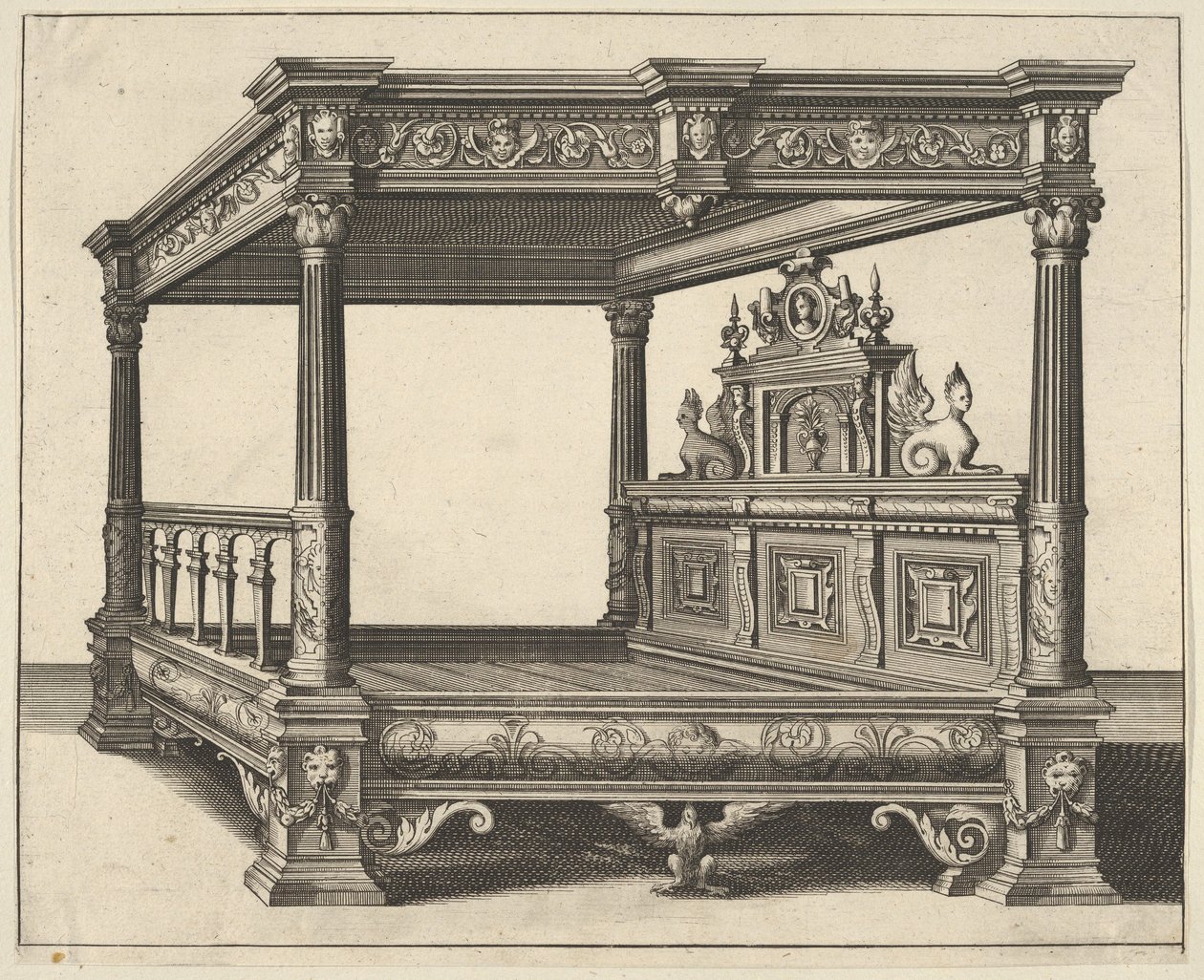 Cama de dossel de Verscheyden Schrynwerck ... [Vários carpinteiros ...], 1658. de Paul Vredeman de Vries