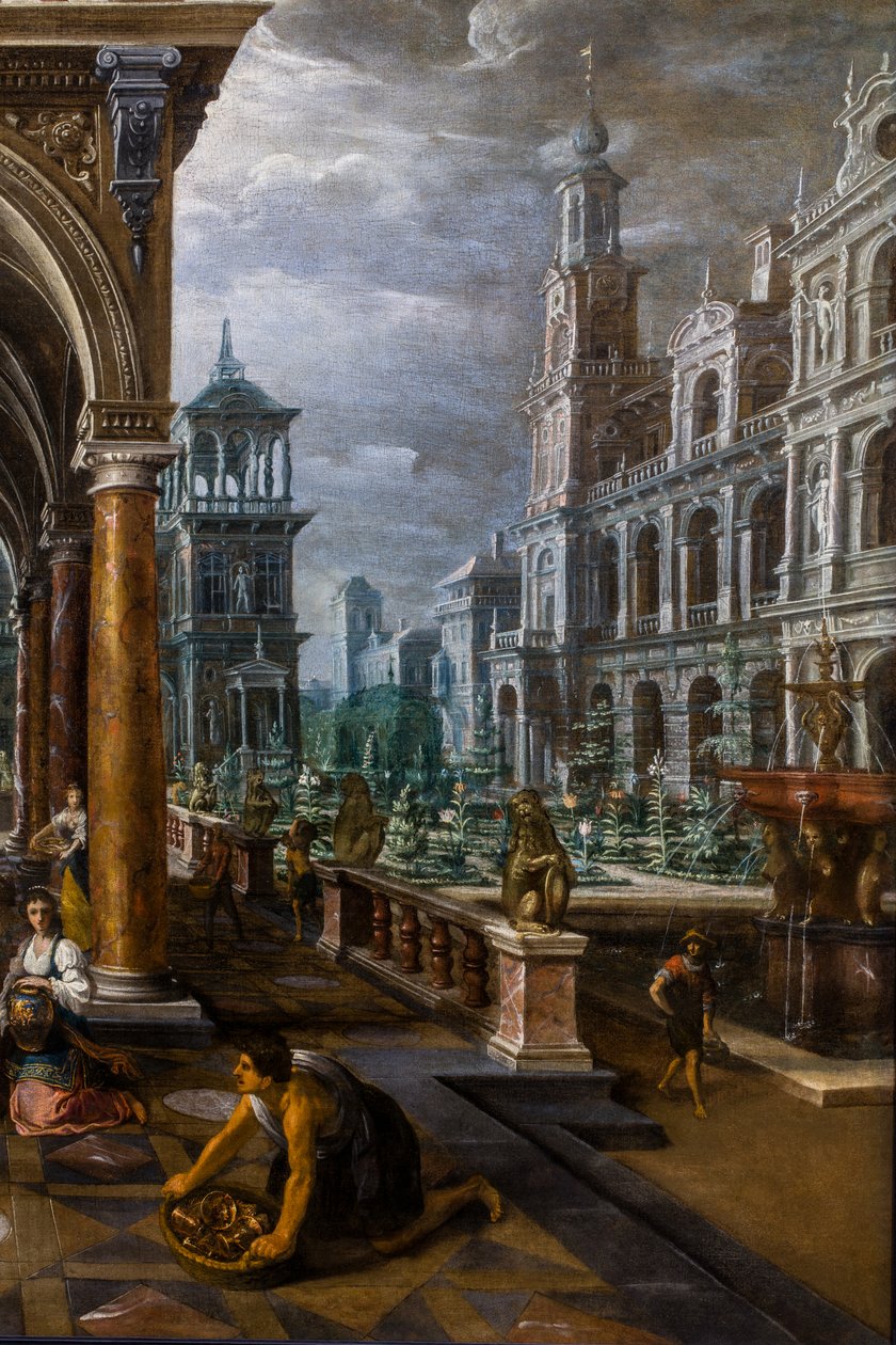 Salomão recebe a Rainha de Sabá no seu palácio de Paul Vredeman de Vries