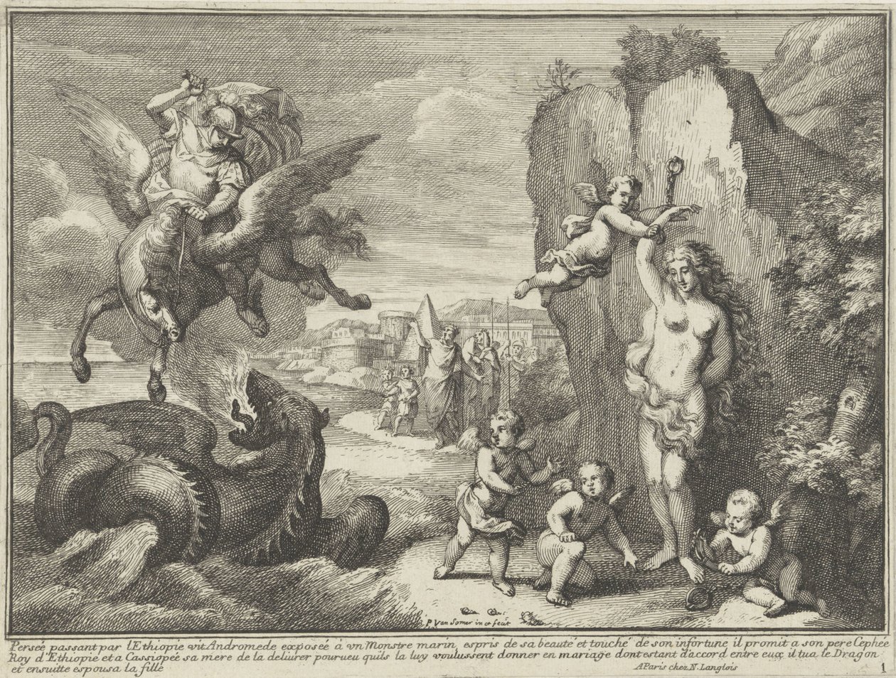 Perseu e Andrómeda
Representações mitológicas em paisagens (título da série) de Paul van Somer (II)