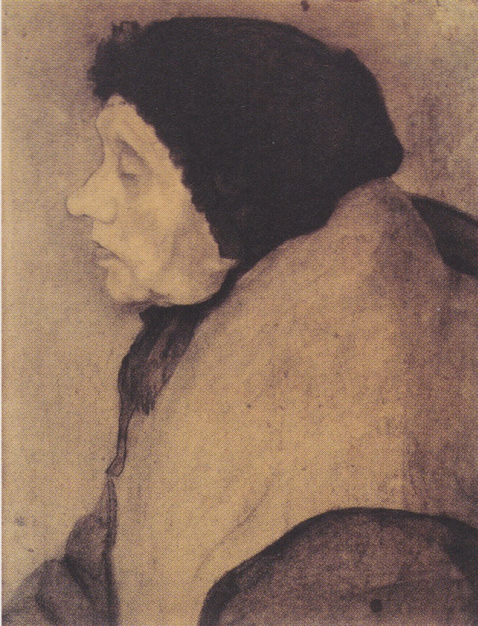 Mulher velha com capuz em perfil para a esquerda de Paula Modersohn Becker