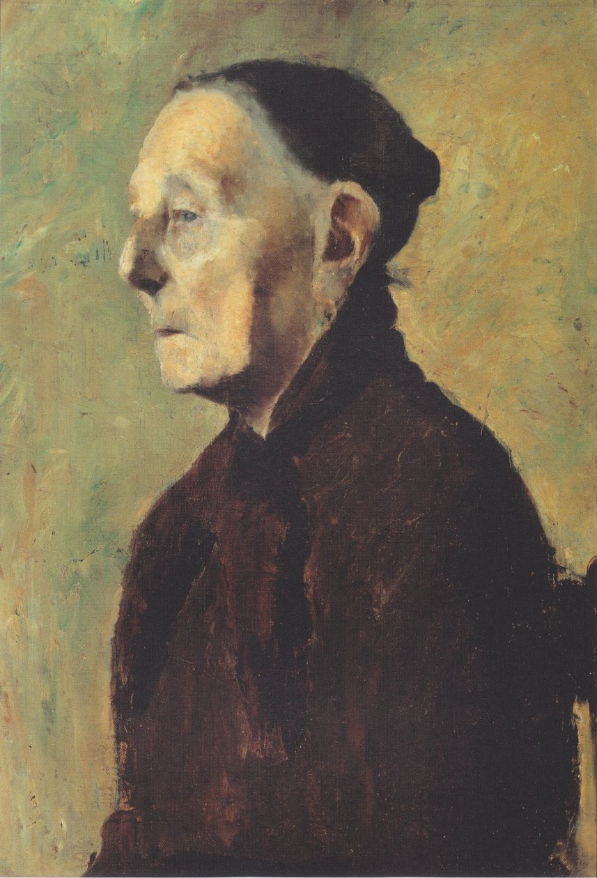 Meio comprimento, retrato, de, um, mulher velha, em, perfil de Paula Modersohn Becker