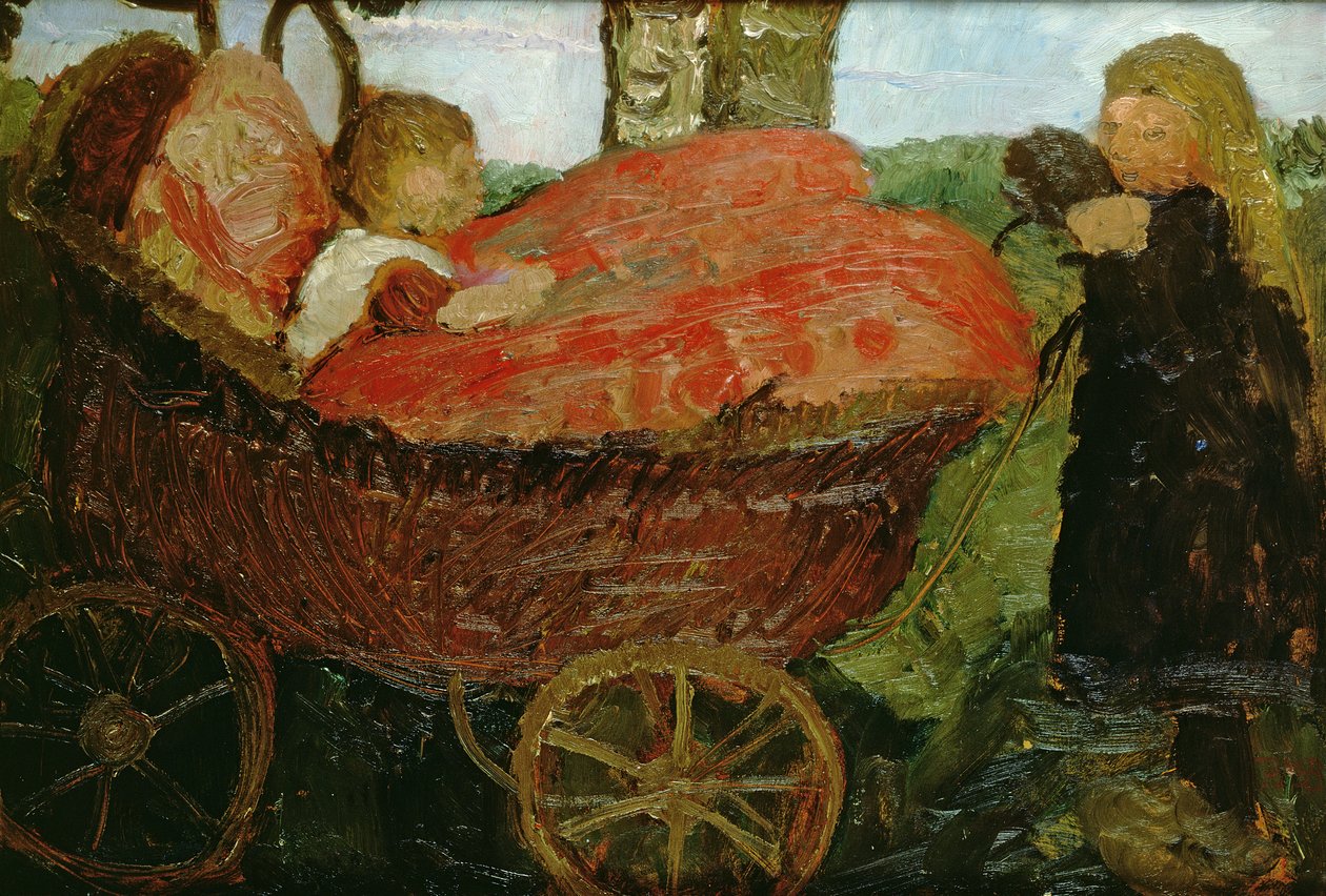 Menina empurrando um carrinho de bebê, 1904 de Paula Modersohn Becker