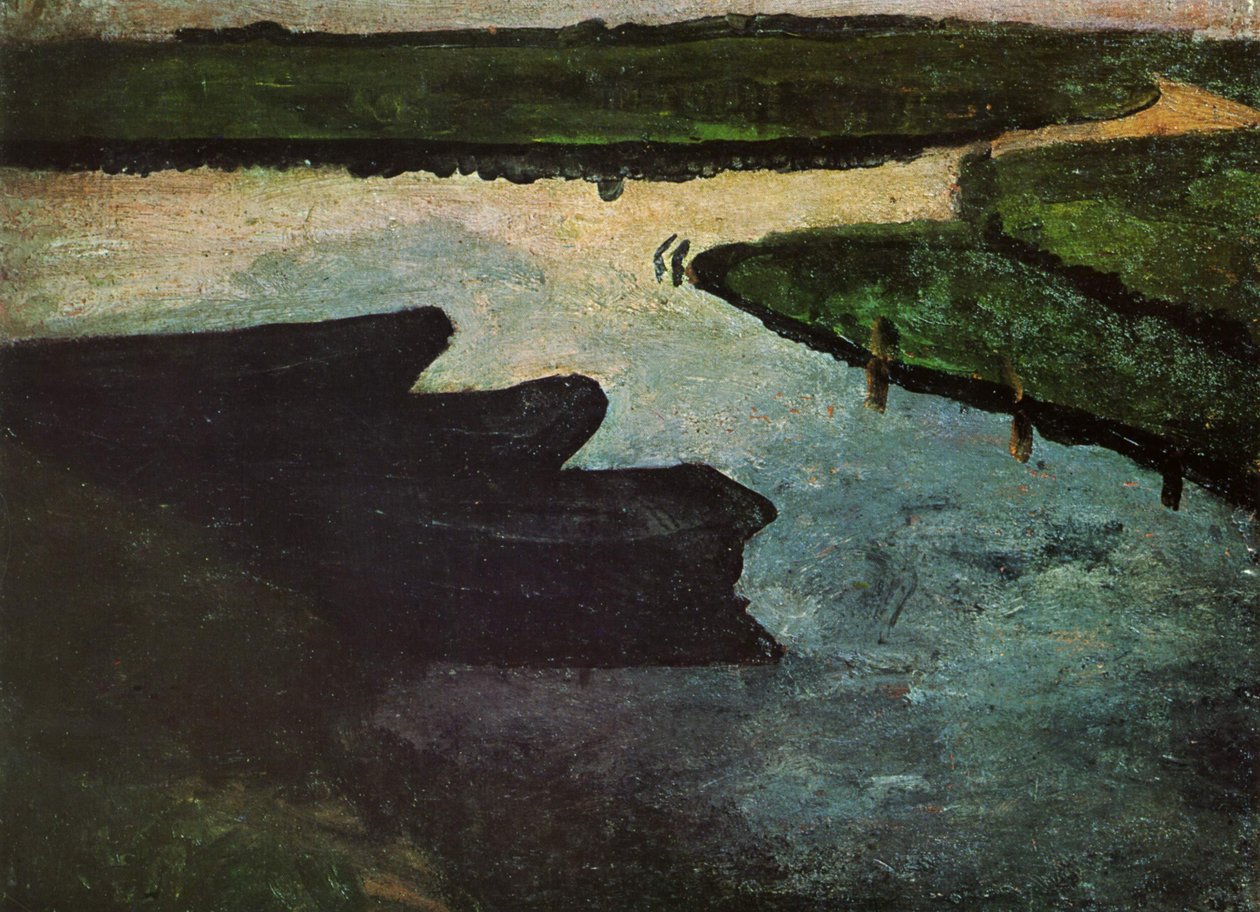 Moorkanal com barcaças de turfa de Paula Modersohn Becker