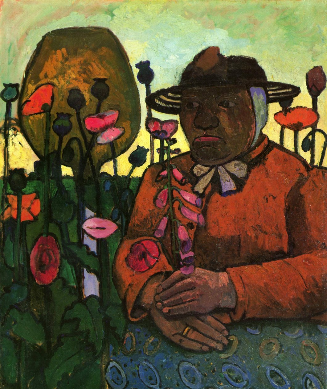 Mulher velha do Poorhouse no jardim com uma bola de vidro de Paula Modersohn Becker