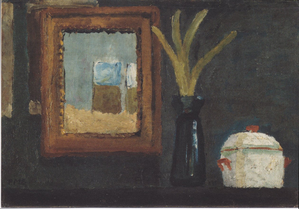 Ainda vida com açucareiro e jacinto no vidro de Paula Modersohn Becker