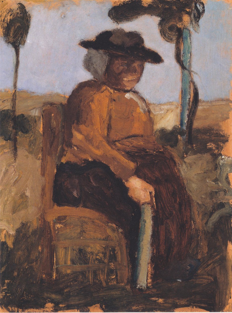 Estudo sobre sentado Dreebeen no jardim de Paula Modersohn Becker