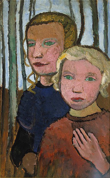 Duas garotas na frente de árvores de vidoeiro de Paula Modersohn Becker