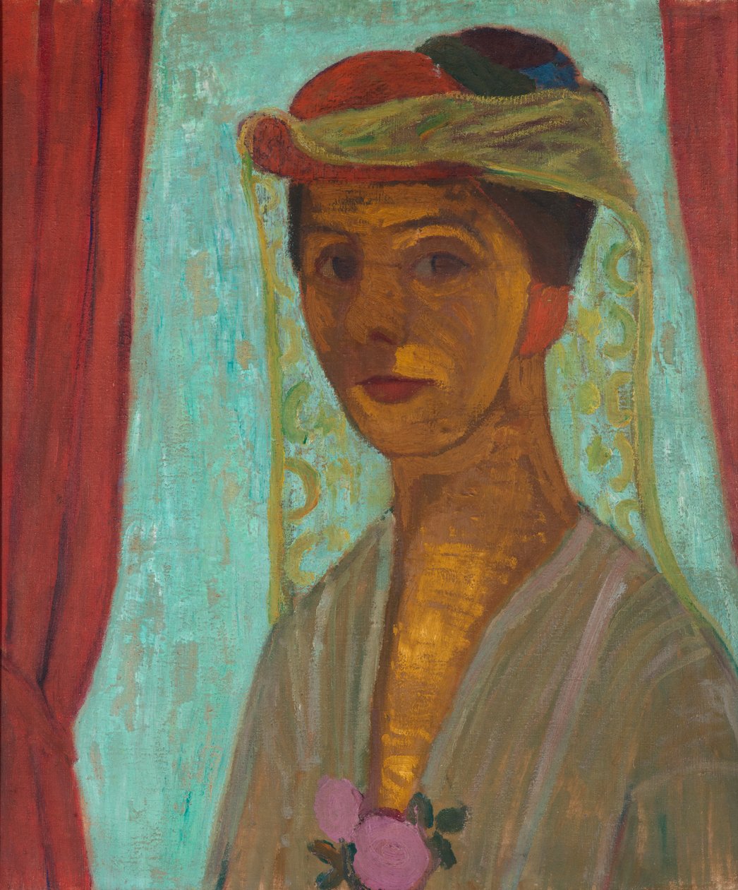 Alemão: Selbstbildnis mit Hut und Schleier Autorretrato com chapéu e véu de Paula Modersohn-Becker