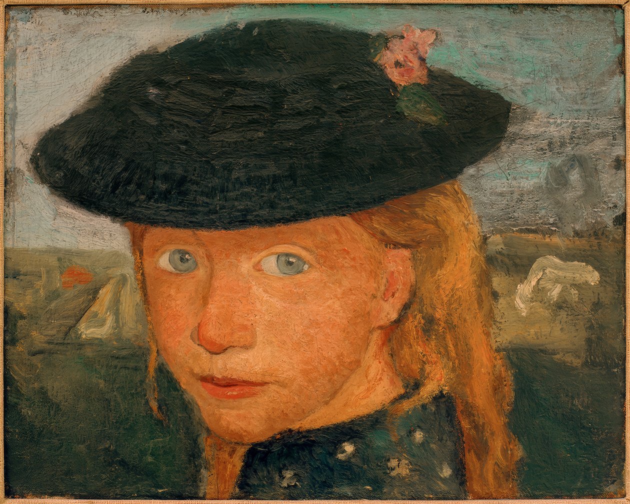 Cabeça de uma menina com chapéu de palha de Paula Modersohn Becker