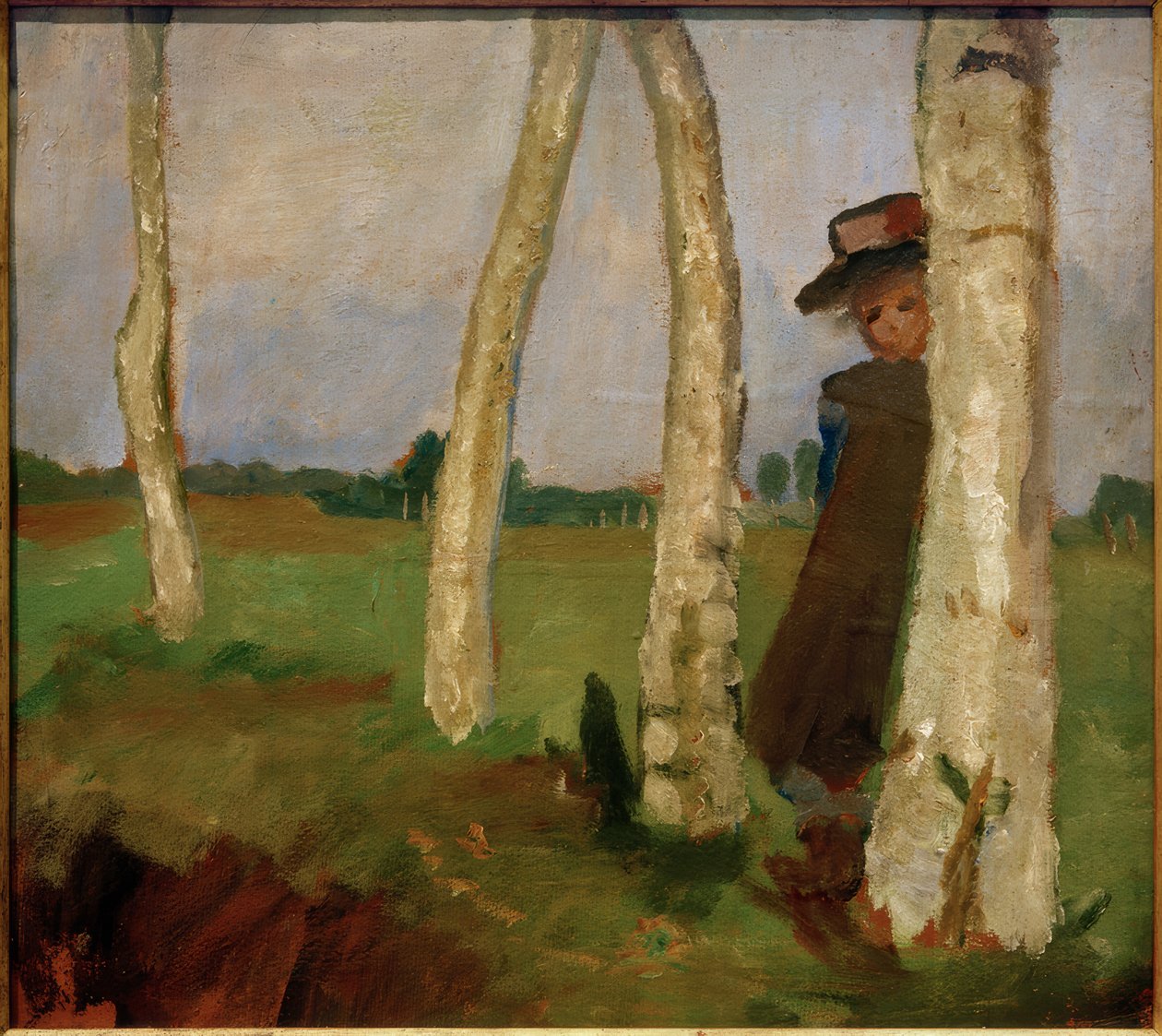 Menina com chapéu entre hastes de bétula de Paula Modersohn Becker