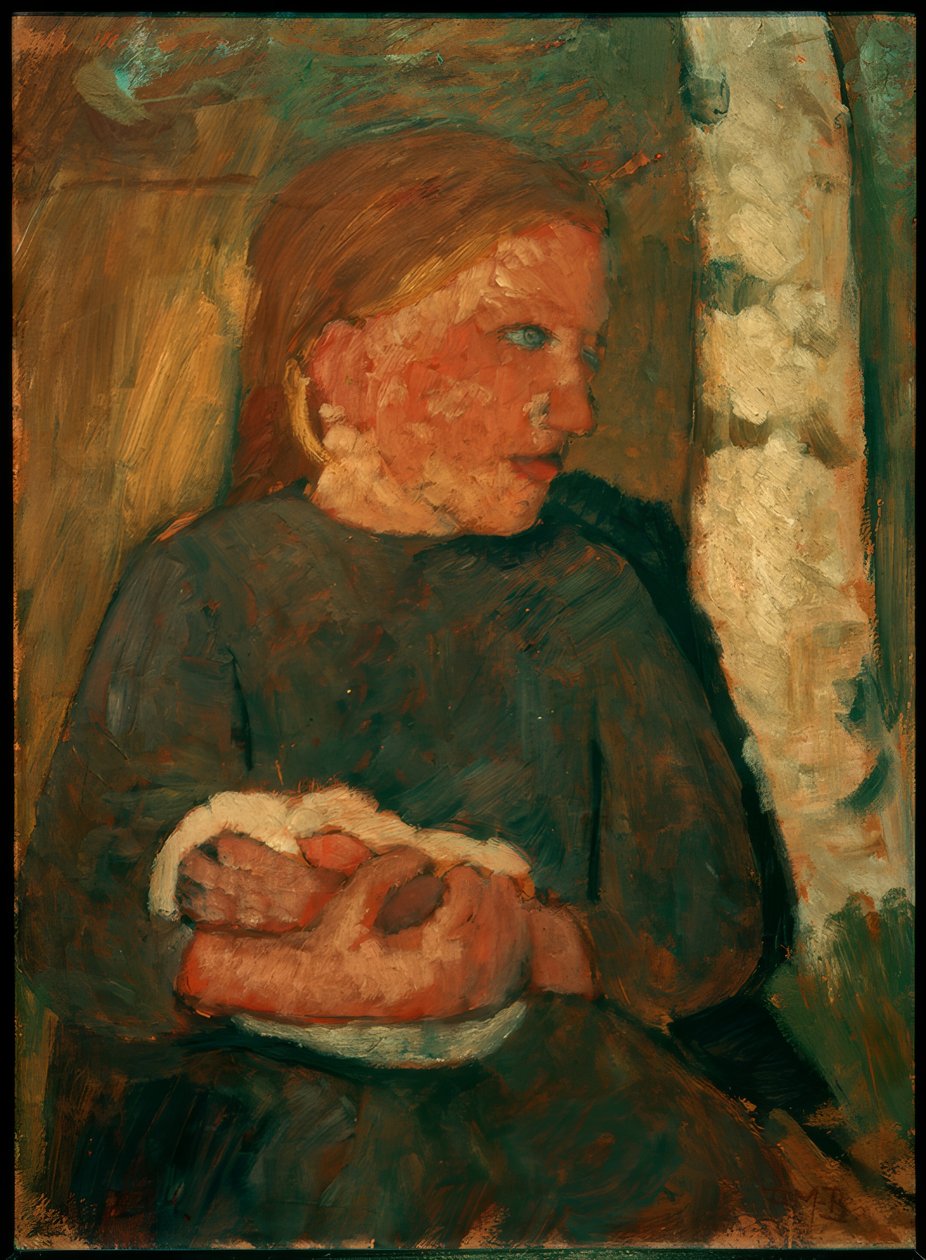 Menina com coelho nos braços de Paula Modersohn Becker