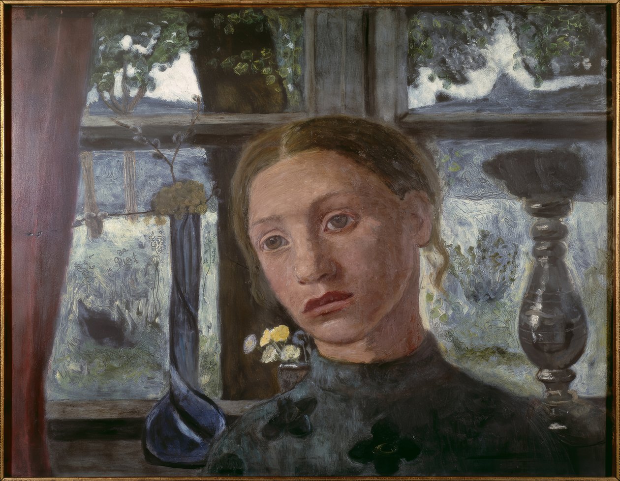 Cabeça da menina na frente de uma janela de Paula Modersohn Becker