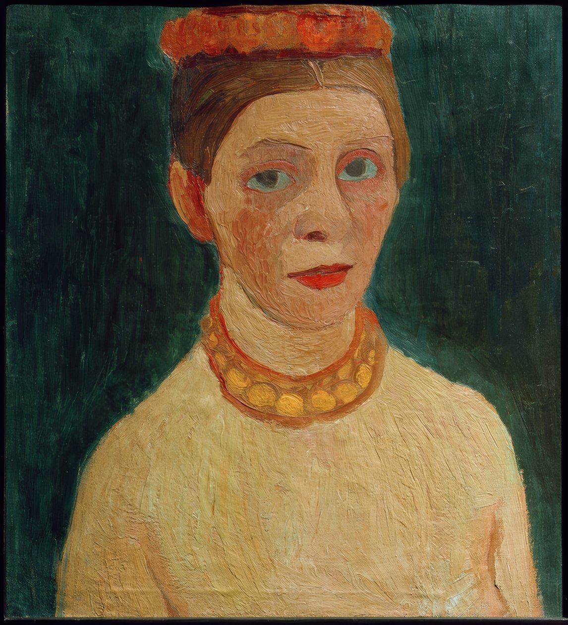 Auto-retrato com coroa vermelha no cabelo de Paula Modersohn Becker