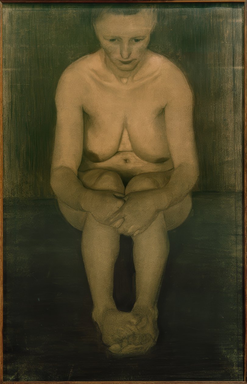 Nu feminino sentado, de frente com os pés cruzados de Paula Modersohn Becker