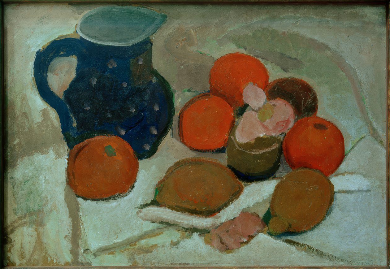 Natureza morta com um jarro manchado branco azul (II) de Paula Modersohn Becker