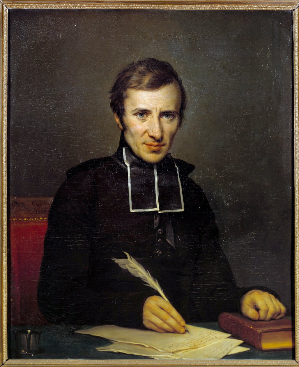Retrato de Felicite Robert de Lamennais (1782-1854) Escritor francês. Pintura de Jean-Baptiste Guerin Paulin (1783-1855) em 1826. Versalhes, Castelos de Versalhes e Trianon de Paulin Jean Baptiste Guerin