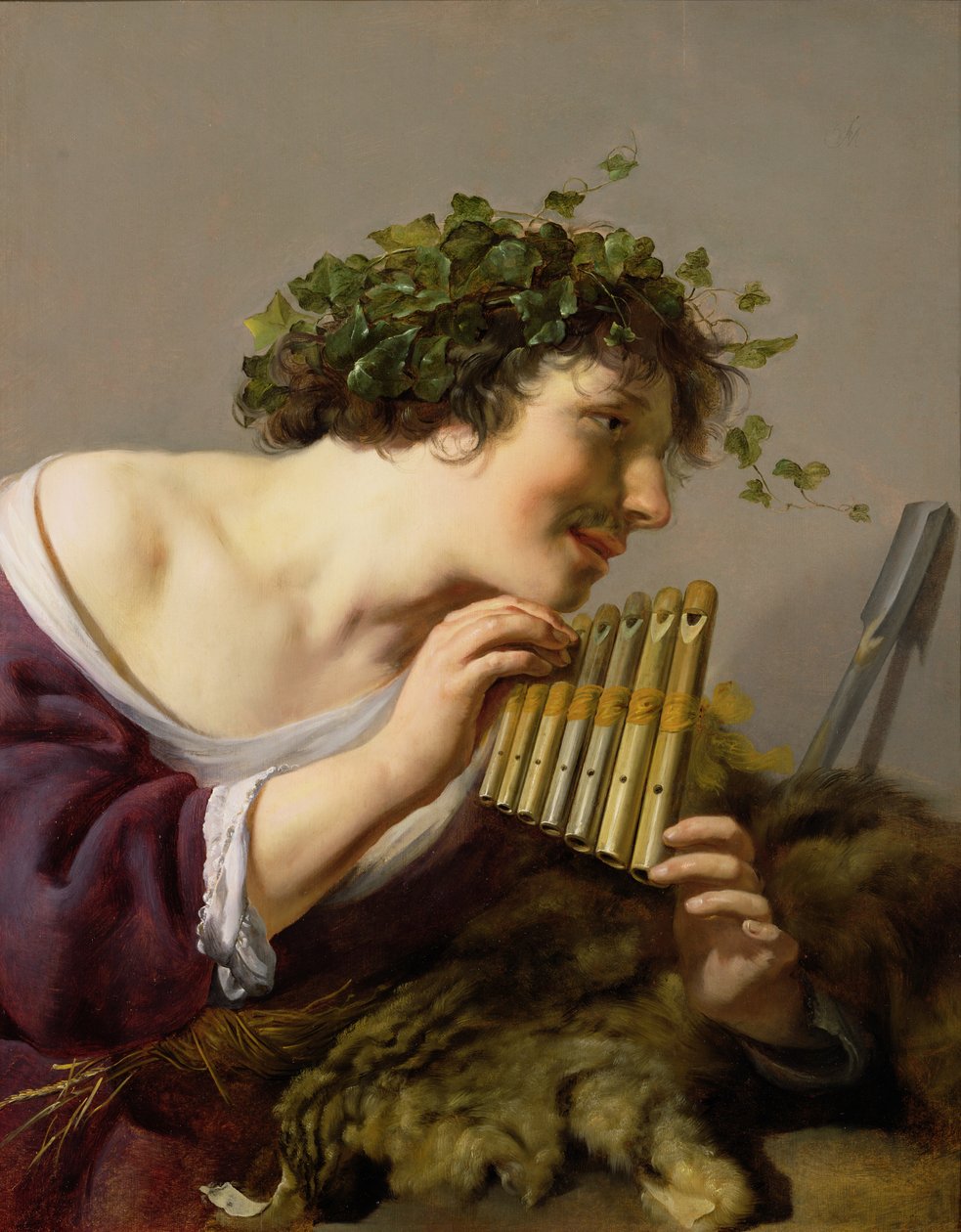 Pan tocando seus cachimbos de Paulus Moreelse