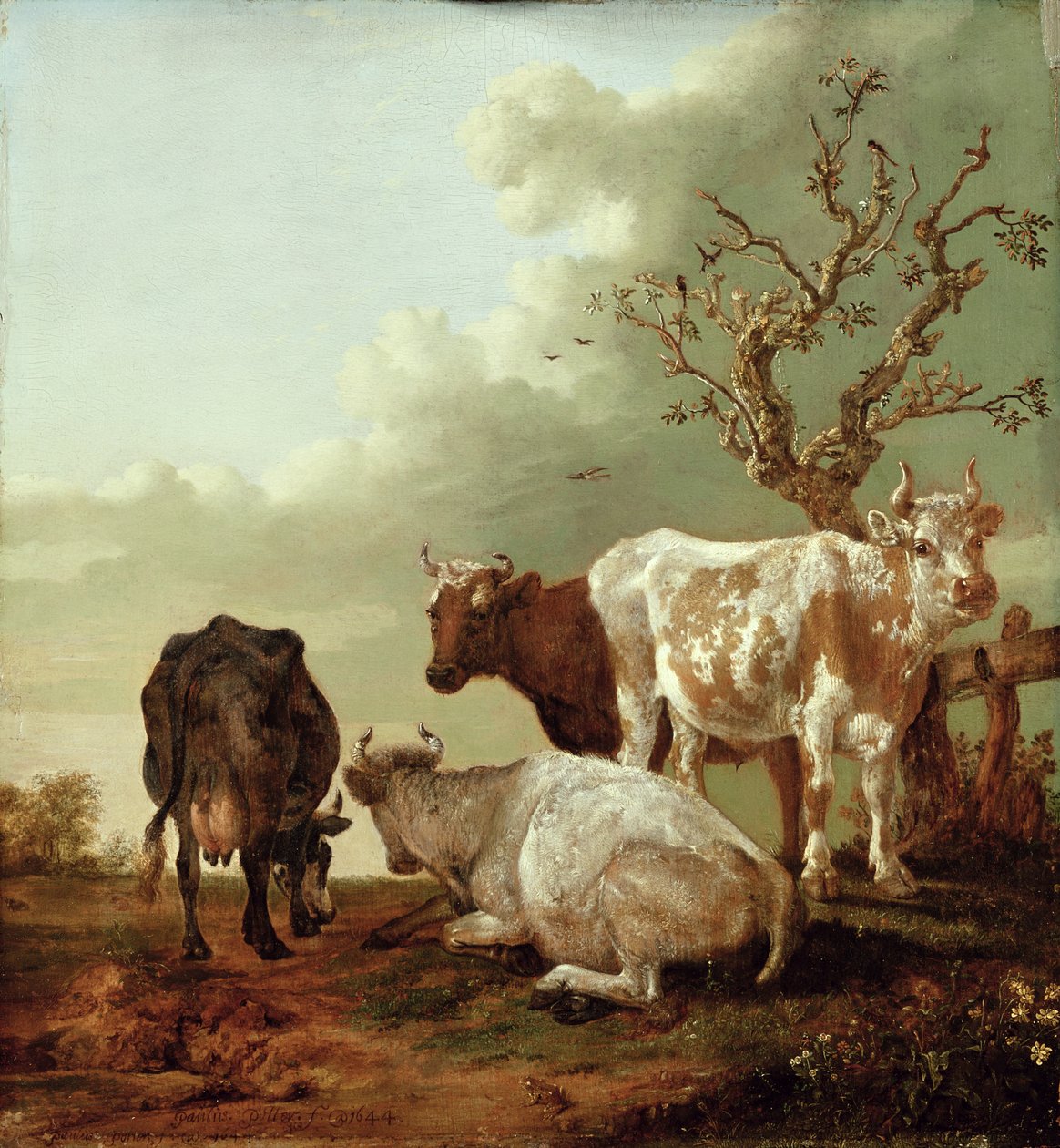 Quatro vacas em um prado, 1644 de Paulus Potter