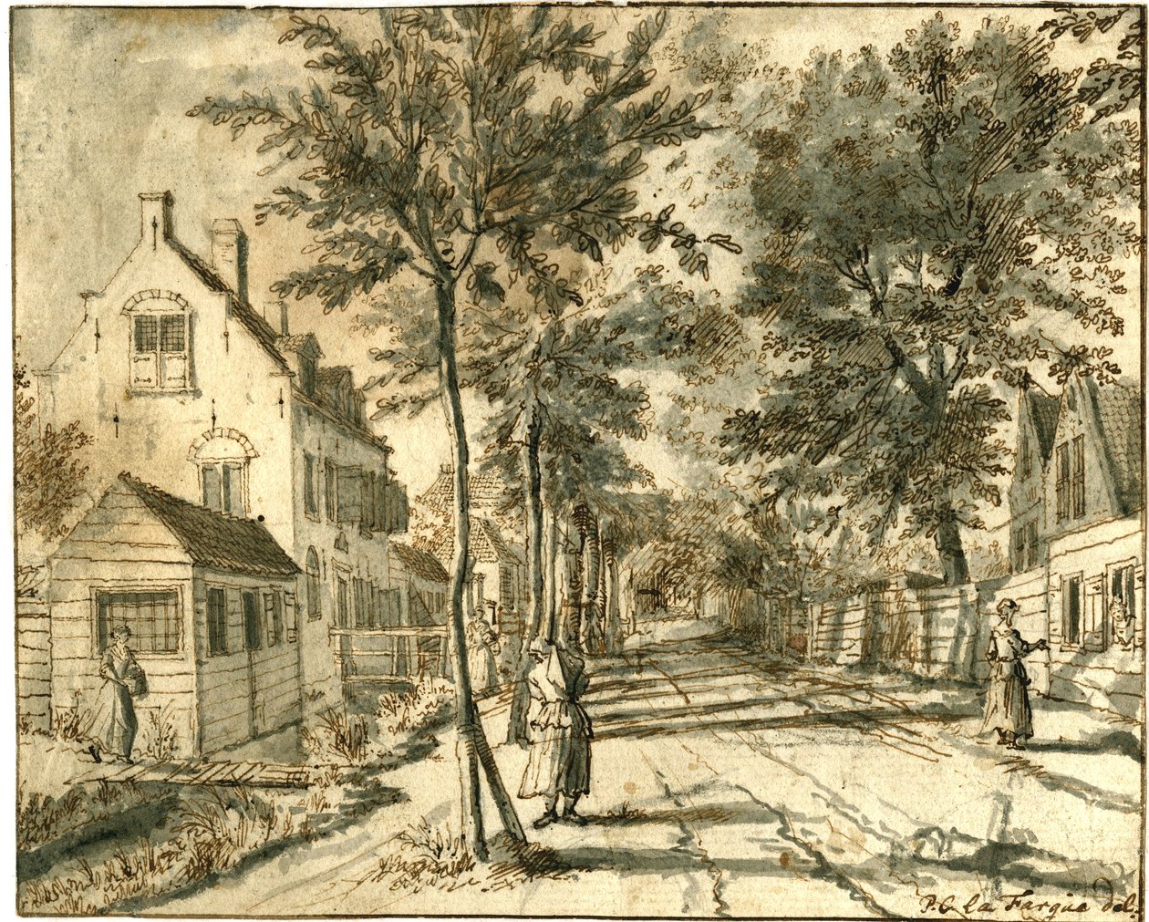 Bezuidenhoutseweg vista em direção a Herengracht, 1760 de Paulus Constantijn la Fargue