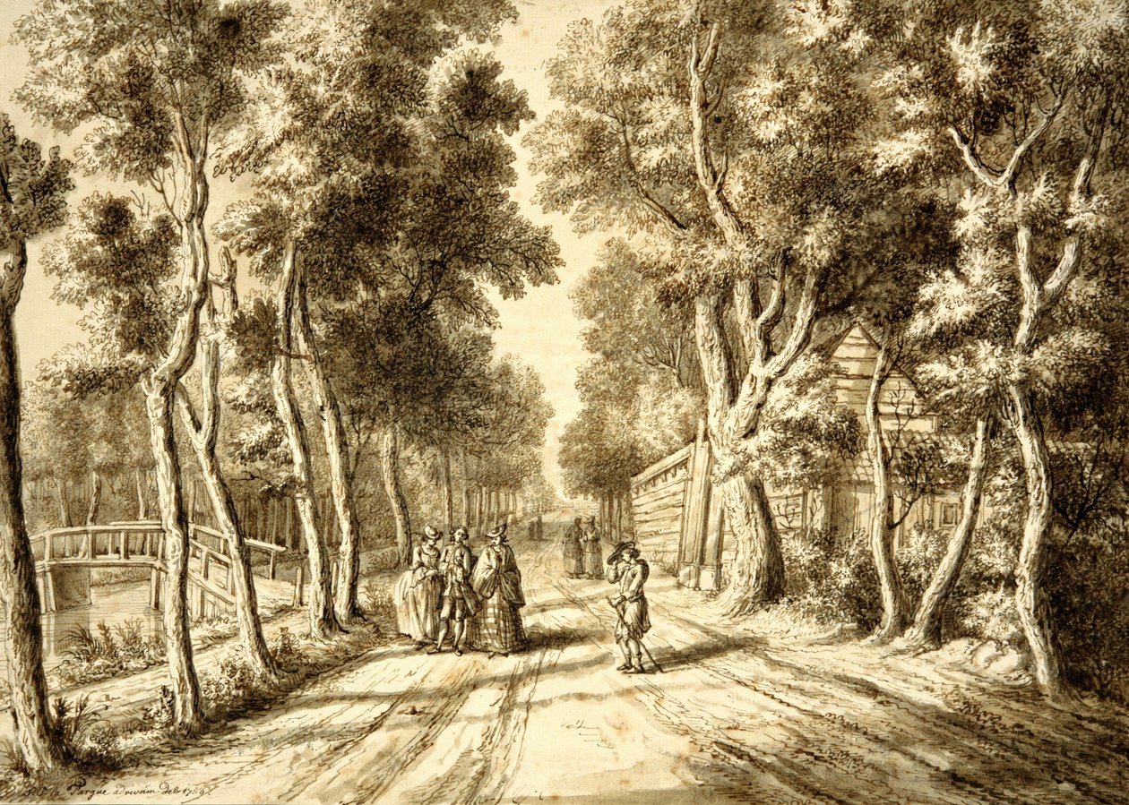 Bezuidenhoutseweg vista em direção a Wassenaar, 1756 de Paulus Constantijn la Fargue