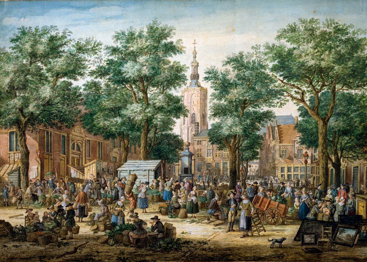 O grande mercado verde de Haia, 1769 de Paulus Constantijn la Fargue