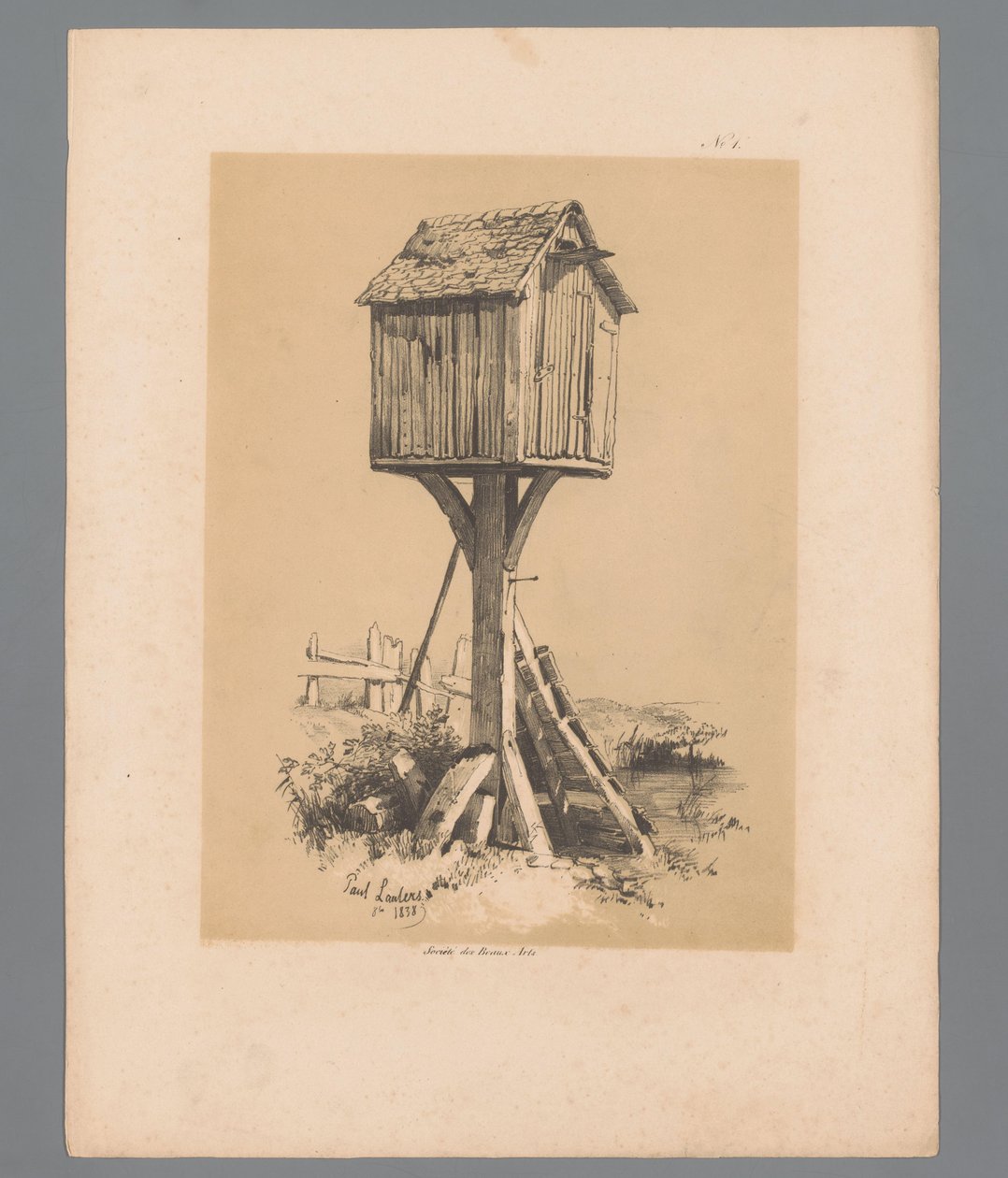 paisagem com pombal Rostos pitorescos de Paulus Lauters (título da série) Etrennes pittoresques pour 1839, par Lauters (título da série) de Paulus Lauters