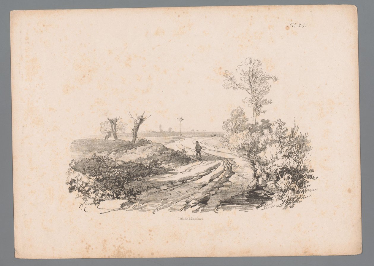 Paisagem com figura com bengala numa estrada de campo
Estudos da paisagem por Paulus Lauters (título da série)
Nouvelle suite de 40 études de paysages par P. Lauters (título da série) de Paulus Lauters
