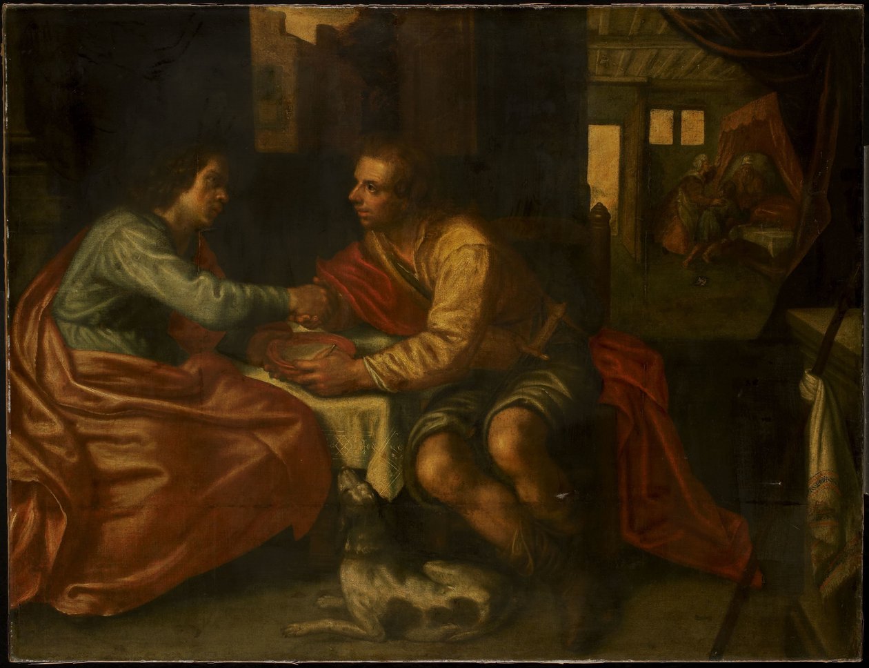 Esaú vendendo sua primogenitura (Gênesis 27:1-29) de Paulus Moreelse (copy after)