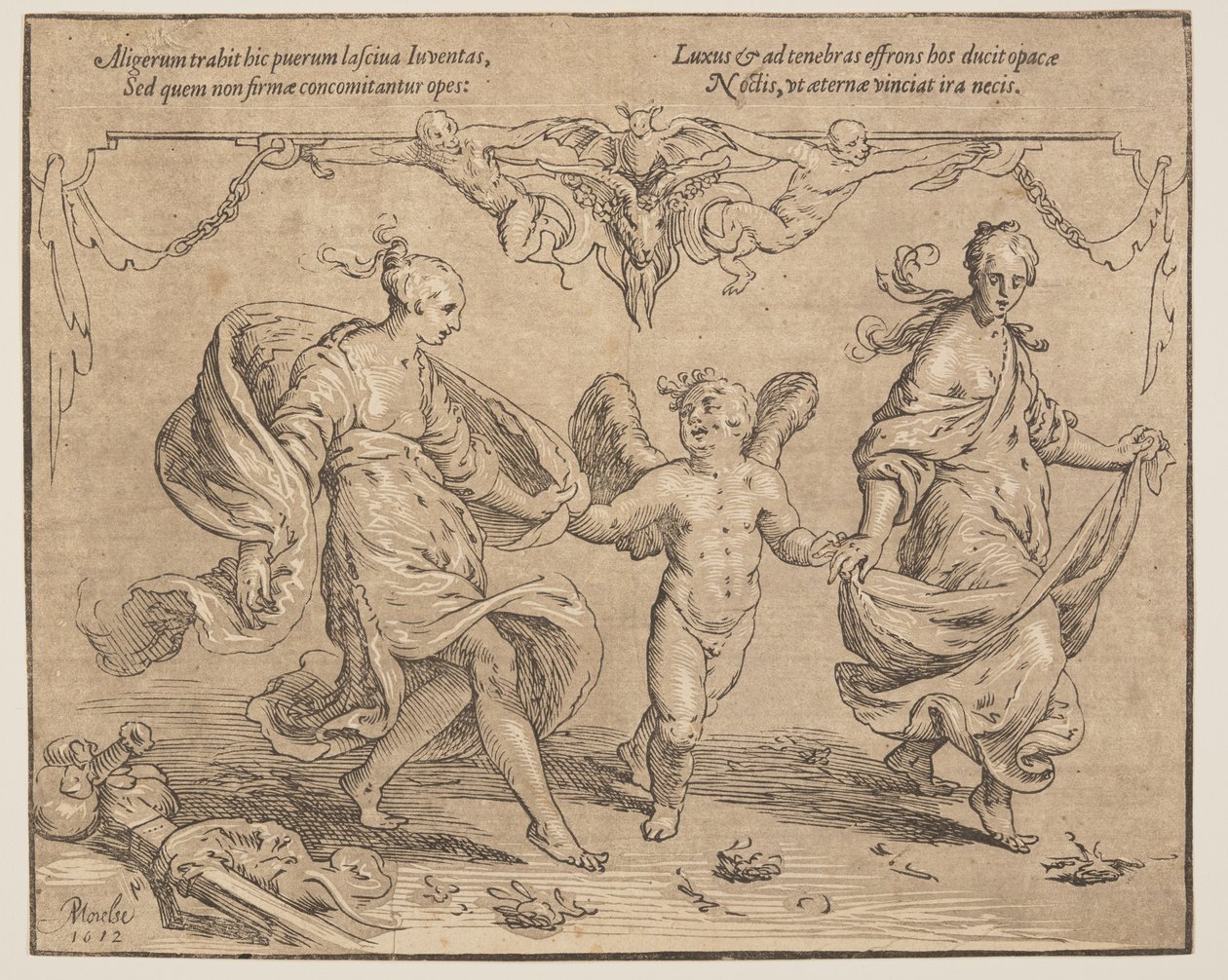 Cupido com Juventude e Luxo de Paulus Moreelse