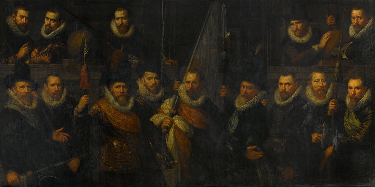 Oficiais e outros guardas civis do III Distrito de Amesterdão, sob o Comando do Capitão Jacob Gerritsz Hoyngh e do Tenente Nanningh Florisz Cloeck de Paulus Moreelse