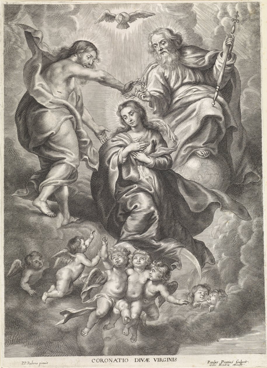 Kroning van Maria Coroação da Virgem Divina (título no objeto) de Paulus Pontius