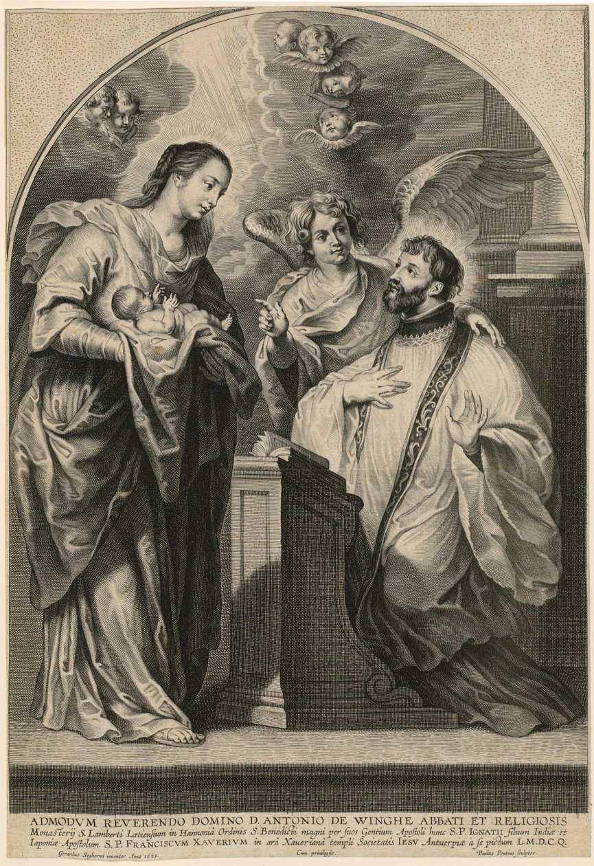 A Virgem com o Menino aparece a São Francisco Xavier ajoelhado de Paulus Pontius