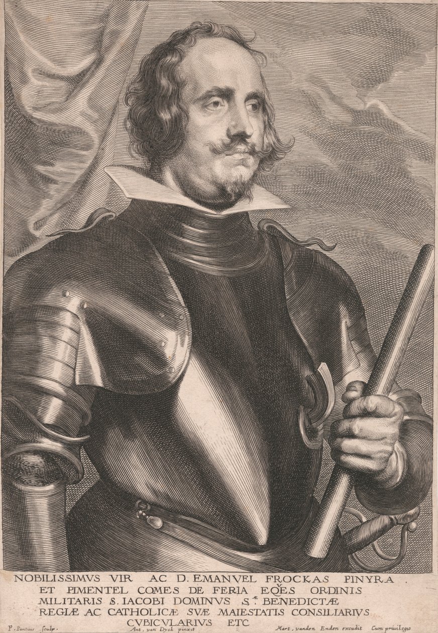 Nobilissimus Vir Ac D. Emanuel Frockas Finyra. et Pimentel Comes de Feria Eqes ordinis Militaris S. Jacobi Dominus Sæ. Benedictæ Regiæ ac Catholicæ Suæ Maiestatis Consiliarius Cubicularius Etc. de Paulus Pontius