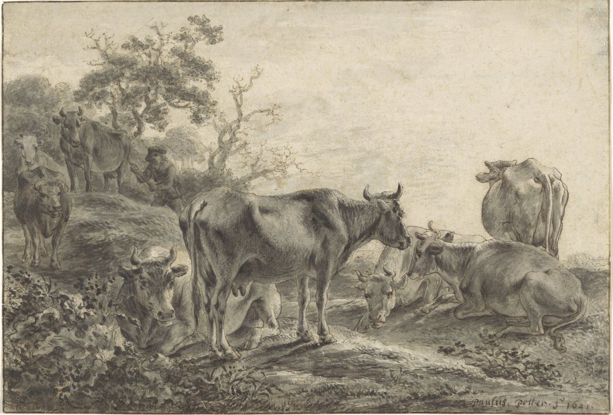 Rebanho Bovino de Paulus Potter (signed by artist)