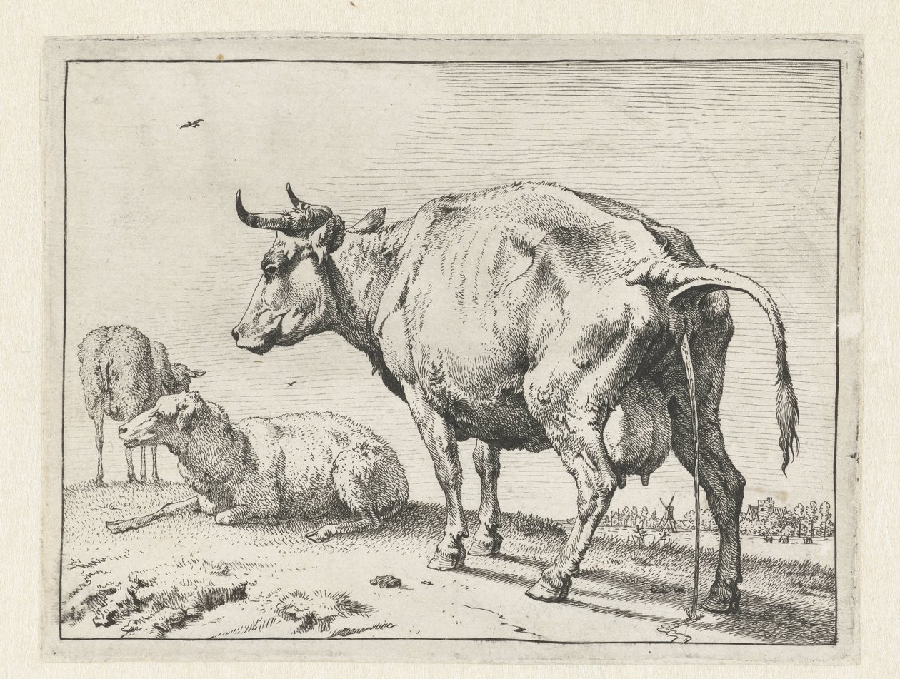 vaca mijando O livreto Bullen (título da série) de Paulus Potter