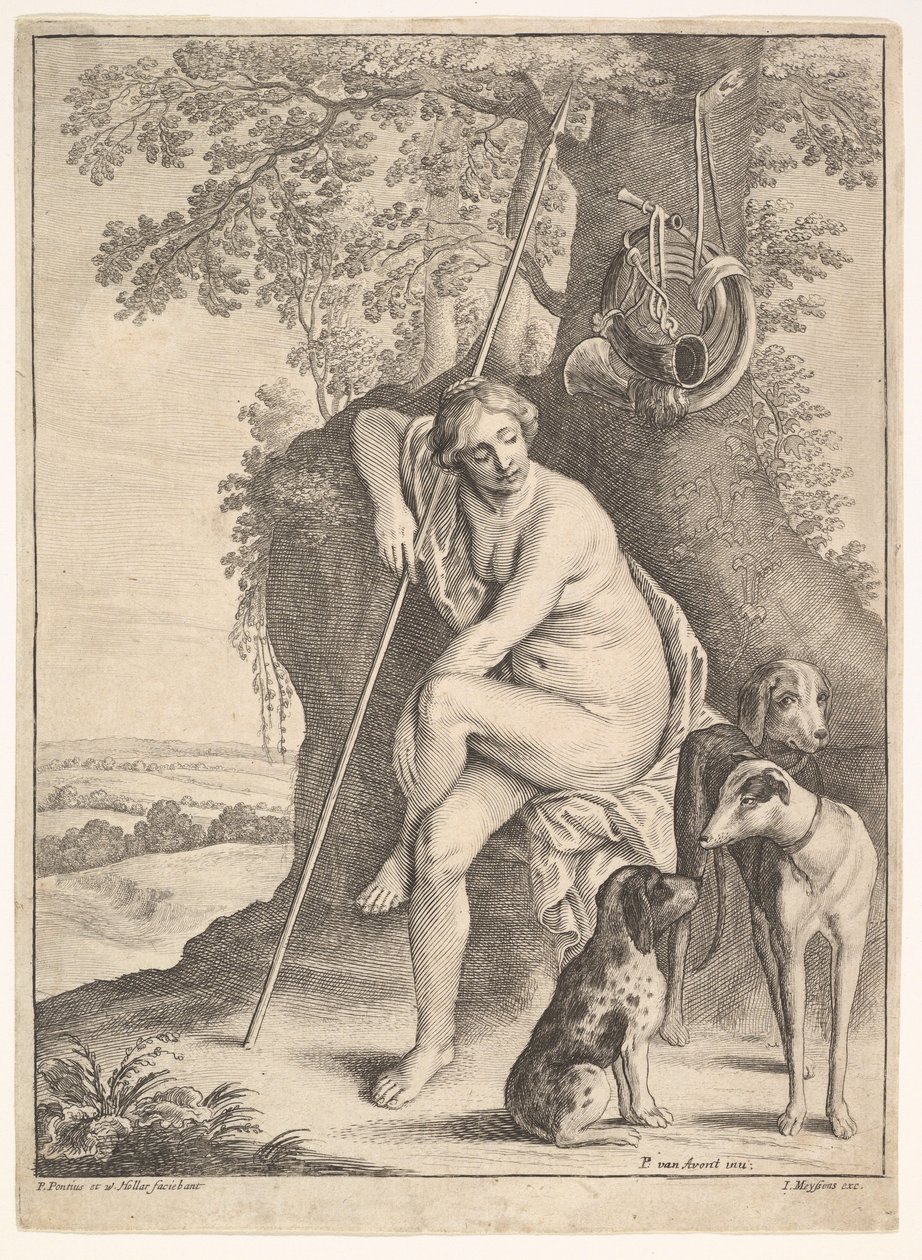 Figura sentada de Diana, a caçadora, 1625-77. de Paulus Potter