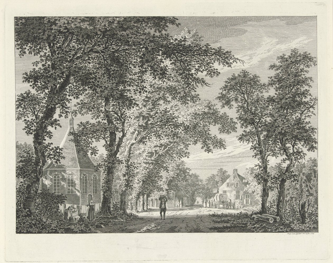 Vista da vila em Driebergen, 1754 de Paulus van Liender